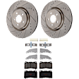 KIT-072924-1803 2-Wheel Set Front Brake Disc and Pad Kit, Cross-drilled and Slotted 5 Lugs 355.09 mm Ceramic, Includes (1) Brake Pad Set and (2) Brake Disc