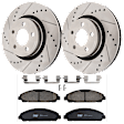 KIT-072924-1829 2-Wheel Set Front Brake Disc and Pad Kit, Cross-drilled and Slotted 5 Lugs 320 mm Ceramic, Includes (1) Brake Pad Set and (2) Brake Disc