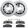 KIT-072924-1851 2-Wheel Set Front Brake Disc and Pad Kit, Plain Surface 5 Lugs 352.04 mm Ceramic, Includes (2) Brake Disc and (1) Brake Pad Set