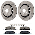 KIT-072924-1853 2-Wheel Set Brake Disc and Pad Kit, Cross-drilled and Slotted 5 Lugs 352 mm Ceramic, Includes (2) Brake Disc and (1) Brake Pad Set