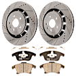 KIT-072924-1864 2-Wheel Set Front Brake Disc and Pad Kit, Cross-drilled and Slotted 5 Lugs 352 mm Ceramic, Includes (2) Brake Disc and (1) Brake Pad Set
