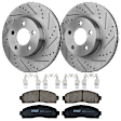 KIT-072924-1894 2-Wheel Set Front Brake Disc and Pad Kit, Cross-drilled and Slotted 5 Lugs 305.05 mm Ceramic 4WD, Includes (1) Brake Pad Set and (2) Brake Disc