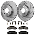 KIT-072924-1895 2-Wheel Set Front Brake Disc and Pad Kit, Cross-drilled and Slotted 5 Lugs 305.05 mm Semi-metallic 4WD, Includes (1) Brake Pad Set and (2) Brake Disc