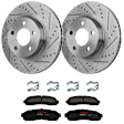 KIT-072924-1896 2-Wheel Set Front Brake Disc and Pad Kit, Cross-drilled and Slotted 5 Lugs 305.05 mm Ceramic 4WD, Includes (1) Brake Pad Set and (2) Brake Disc