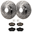 KIT-072924-1914 2-Wheel Set Front Brake Disc and Pad Kit, Cross-drilled and Slotted 5 Lugs 293.88 mm Ceramic, Includes (1) Brake Pad Set and (2) Brake Disc