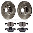 KIT-072924-1929 2-Wheel Set Front Brake Disc and Pad Kit, Plain Surface 5 Lugs 277.88 mm Semi-metallic, Includes (2) Brake Disc and (1) Brake Pad Set