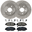 KIT-072924-1980 2-Wheel Set Front Brake Disc and Pad Kit, Cross-drilled and Slotted 5 Lugs 281.94 mm Ceramic, Includes (1) Brake Pad Set and (2) Brake Disc