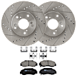 KIT-072924-1981 2-Wheel Set Front Brake Disc and Pad Kit, Cross-drilled and Slotted 5 Lugs 281.94 mm Ceramic, Includes (1) Brake Pad Set and (2) Brake Disc