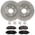 KIT-072924-1983 2-Wheel Set Front Brake Disc and Pad Kit, Cross-drilled and Slotted 5 Lugs 281.94 mm Ceramic, Includes (1) Brake Pad Set and (2) Brake Disc