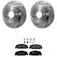KIT-072924-1997 2-Wheel Set Front Brake Disc and Pad Kit, Cross-drilled and Slotted 4 Lugs 261.87 mm Semi-metallic, Includes (2) Brake Disc and (1) Brake Pad Set
