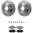 KIT-072924-2022 2-Wheel Set Front Brake Disc and Pad Kit, Cross-drilled and Slotted 4 Lugs 261.87 mm Ceramic, Includes (2) Brake Disc and (1) Brake Pad Set
