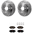 KIT-072924-2023 2-Wheel Set Front Brake Disc and Pad Kit, Cross-drilled and Slotted 4 Lugs 261.87 mm Ceramic, Includes (2) Brake Disc and (1) Brake Pad Set