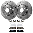 KIT-072924-2050 2-Wheel Set Front Brake Disc and Pad Kit, Cross-drilled and Slotted 5 Lugs 320.04 mm Ceramic, Includes (1) Brake Pad Set and (2) Brake Disc