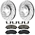 KIT-072924-2069 2-Wheel Set Front Brake Disc and Pad Kit, Cross-drilled and Slotted 5 Lugs 320 mm Ceramic, Includes (2) Brake Disc and (1) Brake Pad Set