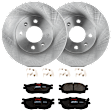 KIT-072924-2092 2-Wheel Set Front Brake Disc and Pad Kit, Plain Surface 4 Lugs 256.03 mm Ceramic, Includes (2) Brake Disc and (1) Brake Pad Set