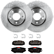 KIT-072924-2100 2-Wheel Set Front Brake Disc and Pad Kit, Plain Surface 5 Lugs 303.02 mm Ceramic, Includes (1) Brake Pad Set and (2) Brake Disc