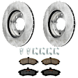 KIT-072924-2117 2-Wheel Set Front Brake Disc and Pad Kit, Plain Surface 4 Lugs 257.05 mm Ceramic, Includes (1) Brake Pad Set and (2) Brake Disc