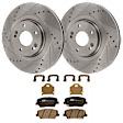 KIT-072924-2181 2-Wheel Set Front Brake Disc and Pad Kit, Cross-drilled and Slotted 5 Lugs 320 mm Ceramic, Includes (2) Brake Disc and (1) Brake Pad Set