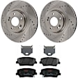KIT-072924-2182 2-Wheel Set Front Brake Disc and Pad Kit, Cross-drilled and Slotted 5 Lugs 320 mm Ceramic, Includes (2) Brake Disc and (1) Brake Pad Set