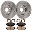 KIT-072924-2188 2-Wheel Set Front Brake Disc and Pad Kit, Cross-drilled and Slotted 5 Lugs 320 mm Ceramic, Includes (2) Brake Disc and (1) Brake Pad Set
