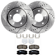 KIT-072924-2224 2-Wheel Set Front Brake Disc and Pad Kit, Cross-drilled and Slotted 5 Lugs 279.91 mm Ceramic, Includes (2) Brake Disc and (1) Brake Pad Set