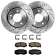 KIT-072924-2225 2-Wheel Set Front Brake Disc and Pad Kit, Cross-drilled and Slotted 5 Lugs 279.91 mm Ceramic, Includes (2) Brake Disc and (1) Brake Pad Set