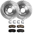 KIT-072924-2231 2-Wheel Set Front Brake Disc and Pad Kit, Cross-drilled and Slotted 5 Lugs 300 mm Ceramic, Includes (2) Brake Disc and (1) Brake Pad Set
