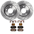 KIT-072924-2236 2-Wheel Set Front Brake Disc and Pad Kit, Cross-drilled and Slotted 5 Lugs 279.91 mm Ceramic, Includes (2) Brake Disc and (1) Brake Pad Set