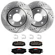 KIT-072924-2237 2-Wheel Set Front Brake Disc and Pad Kit, Cross-drilled and Slotted 5 Lugs 279.91 mm Ceramic, Includes (2) Brake Disc and (1) Brake Pad Set