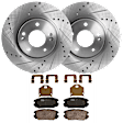 KIT-072924-2242 2-Wheel Set Front Brake Disc and Pad Kit, Cross-drilled and Slotted 5 Lugs 300 mm Ceramic, Includes (2) Brake Disc and (1) Brake Pad Set