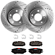KIT-072924-2243 2-Wheel Set Front Brake Disc and Pad Kit, Cross-drilled and Slotted 5 Lugs 300 mm Ceramic, Includes (2) Brake Disc and (1) Brake Pad Set
