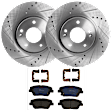 KIT-072924-2249 2-Wheel Set Front Brake Disc and Pad Kit, Cross-drilled and Slotted 5 Lugs 300 mm Semi-metallic, Includes (2) Brake Disc and (1) Brake Pad Set