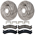 KIT-072924-224 2-Wheel Set Front Brake Disc and Pad Kit, Cross-drilled and Slotted 5 Lugs 323 mm Ceramic, Includes (1) Brake Pad Set and (2) Brake Disc