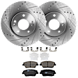 KIT-072924-2250 2-Wheel Set Front Brake Disc and Pad Kit, Cross-drilled and Slotted 5 Lugs 300 mm Ceramic, Includes (2) Brake Disc and (1) Brake Pad Set