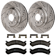 KIT-072924-225 2-Wheel Set Front Brake Disc and Pad Kit, Cross-drilled and Slotted 5 Lugs 323 mm Semi-metallic, Includes (1) Brake Pad Set and (2) Brake Disc