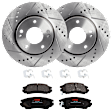 KIT-072924-2261 2-Wheel Set Front Brake Disc and Pad Kit, Cross-drilled and Slotted 5 Lugs 279.91 mm Semi-metallic, Includes (2) Brake Disc and (1) Brake Pad Set
