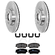 KIT-072924-2263 2-Wheel Set Front Brake Disc and Pad Kit, Plain Surface 5 Lugs 305.05 mm Ceramic, Includes (1) Brake Pad Set and (2) Brake Disc
