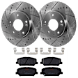 KIT-072924-2276 2-Wheel Set Front Brake Disc and Pad Kit, Cross-drilled and Slotted 5 Lugs 280 mm Semi-metallic, Includes (1) Brake Pad Set and (2) Brake Disc