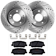 KIT-072924-2288 2-Wheel Set Front Brake Disc and Pad Kit, Cross-drilled and Slotted 5 Lugs 300 mm Semi-metallic, Includes (2) Brake Disc and (1) Brake Pad Set