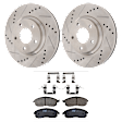 KIT-072924-2320 2-Wheel Set Front Brake Disc and Pad Kit, Cross-drilled and Slotted 5 Lugs 295.8 mm Ceramic, Includes (2) Brake Disc and (1) Brake Pad Set