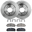KIT-072924-2363 2-Wheel Set Front Brake Disc and Pad Kit, Plain Surface 6 Lugs 350.01 mm Ceramic, Includes (1) Brake Pad Set and (2) Brake Disc
