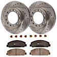 KIT-072924-2367 2-Wheel Set Front Brake Disc and Pad Kit, Cross-drilled and Slotted 12 Lugs 293.4 mm Semi-metallic, Includes (2) Brake Disc and (1) Brake Pad Set