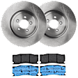 KIT-072924-2438 2-Wheel Set Front Brake Disc and Pad Kit, Plain Surface 5 Lugs 354.7 mm Semi-metallic, Includes (1) Brake Pad Set and (2) Brake Disc
