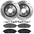 2008 Jeep Grand Cherokee - 2-Wheel Set Front Brake Disc and Pad Kit, Cross-drilled and Slotted, 5 Lugs, 328 mm, Semi-metallic, 3.0L 6Cyl, Includes (2) Disc and (1) Pad Set