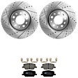 KIT-072924-2462 2-Wheel Set Front Brake Disc and Pad Kit, Cross-drilled and Slotted 5 Lugs 305 mm Ceramic, Includes (2) Brake Disc and (1) Brake Pad Set