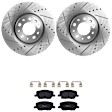 KIT-072924-2463 2-Wheel Set Front Brake Disc and Pad Kit, Cross-drilled and Slotted 5 Lugs 305 mm Ceramic, Includes (2) Brake Disc and (1) Brake Pad Set