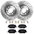 KIT-072924-2463 2-Wheel Set Front Brake Disc and Pad Kit, Cross-drilled and Slotted 5 Lugs 305 mm Ceramic, Includes (2) Brake Disc and (1) Brake Pad Set