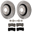 KIT-072924-2485 2-Wheel Set Front Brake Disc and Pad Kit, Cross-drilled and Slotted 5 Lugs 350 mm Ceramic, Includes (1) Brake Pad Set and (2) Brake Disc