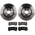 KIT-072924-2488 2-Wheel Set Front Brake Disc and Pad Kit, Plain Surface 5 Lugs 379.98 mm Ceramic, Includes (1) Brake Pad Set and (2) Brake Disc