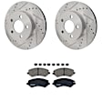 KIT-072924-2493 2-Wheel Set Front Brake Disc and Pad Kit, Cross-drilled and Slotted 5 Lugs 288.04 mm Ceramic, Includes (1) Brake Pad Set and (2) Brake Disc